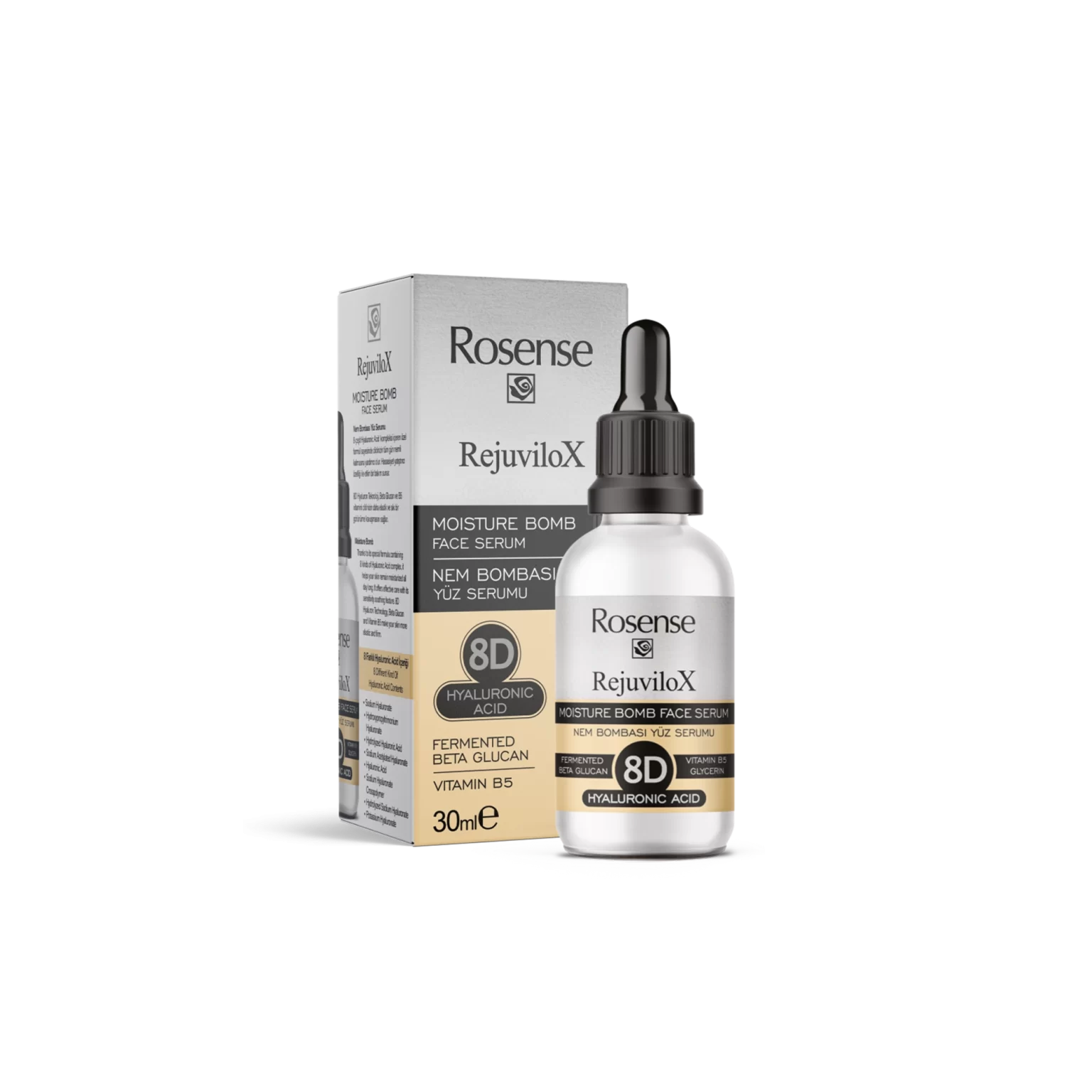 8 D Hyaluron ve Beta Glucan Nem Bombası Yüz Serumu | Rosense®