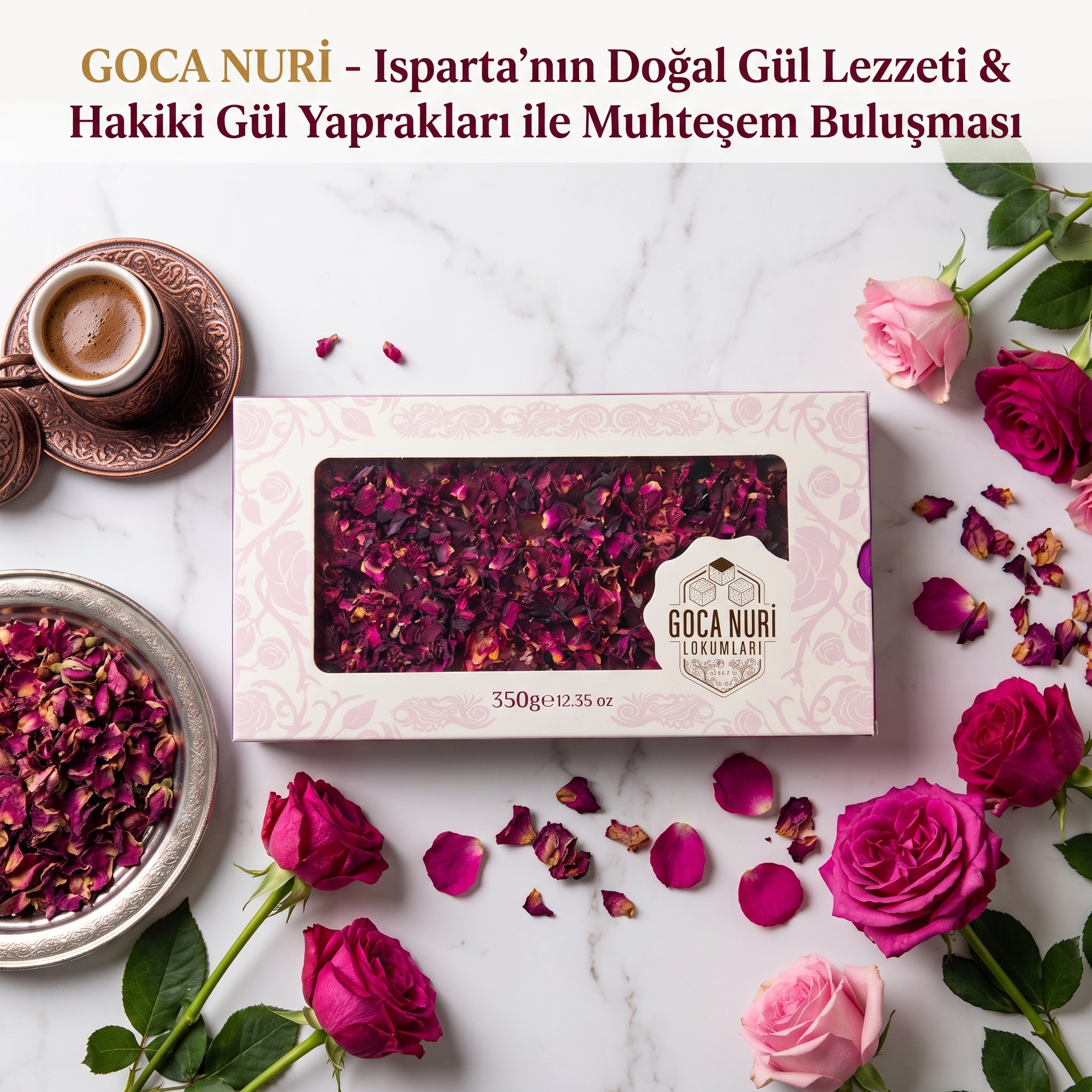 Goca Nuri Gül Yapraklı Fındıklı Lokum 350g